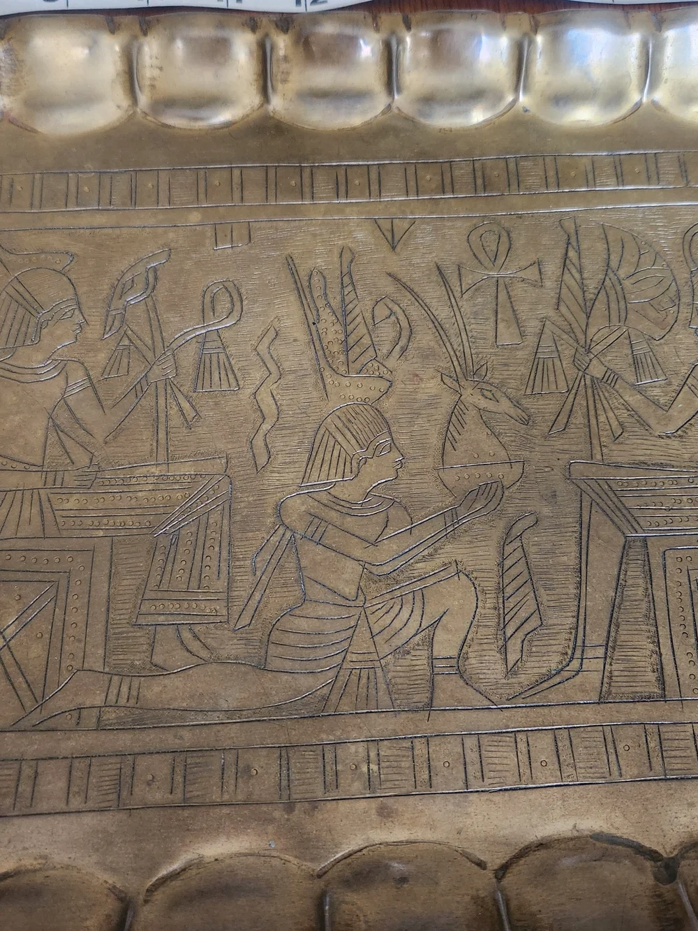 Antique-Style Brass Egyptian Trays - Set Of Two
